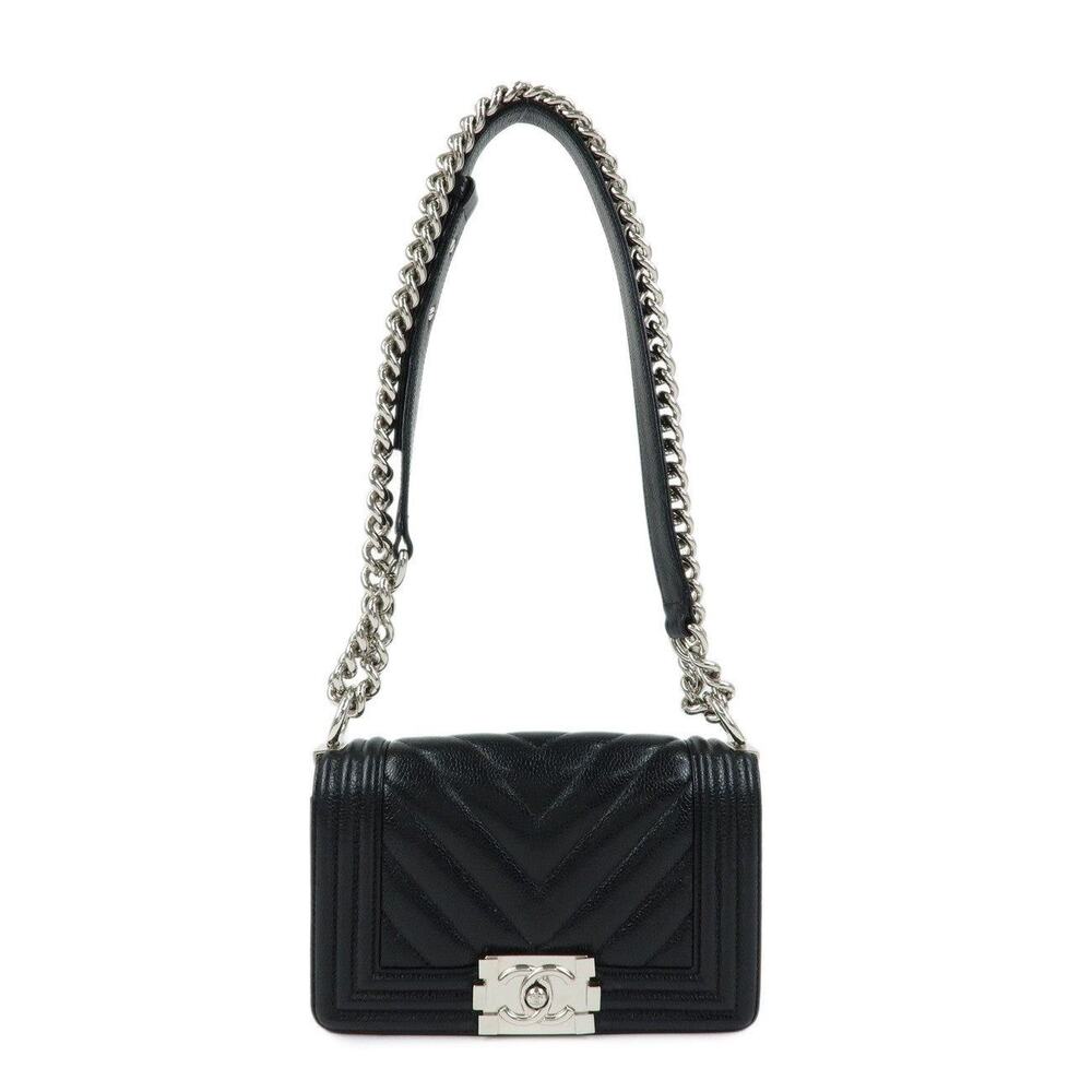 Chanel Caviar Leather Boy Chanel Small Flap Bag Black